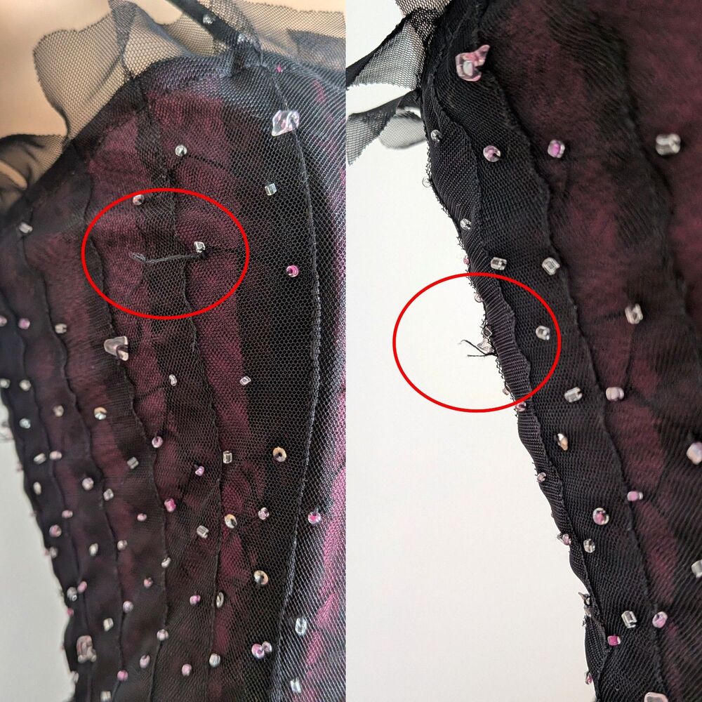 Vintage Y2K Charlotte Russe Black Midi Dress Sequin Beaded Gothic Fairycore M - Picture 7 of 16